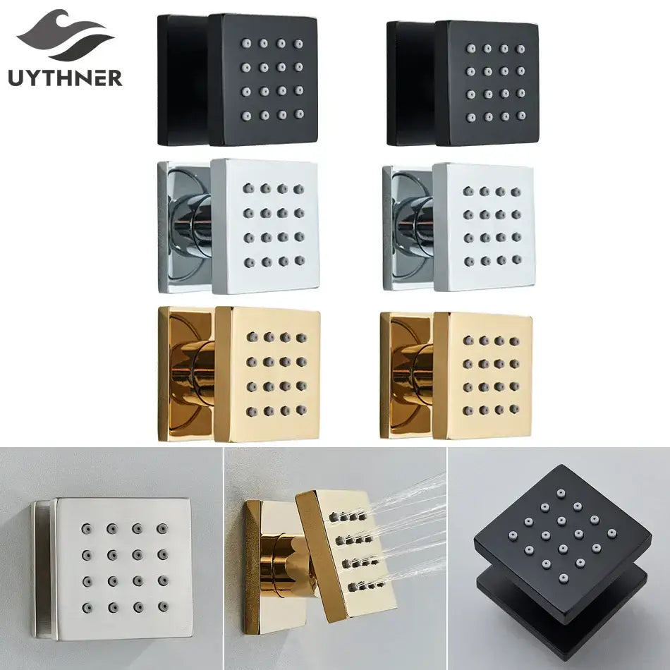 Modern brass square body spray shower jets bathroom massage nozzles