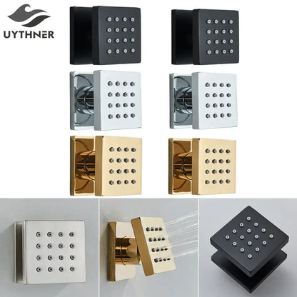 Modern brass square body spray shower jets bathroom massage nozzles