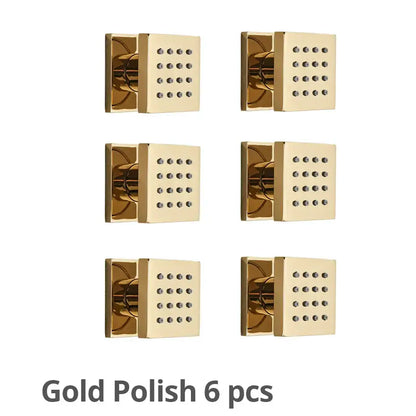 Modern brass square body spray shower jets bathroom massage nozzles