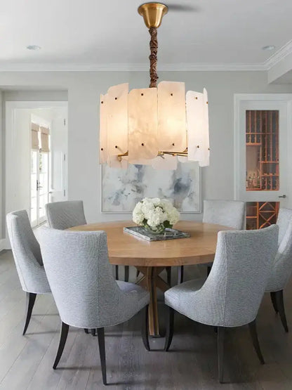 Modern brass stone pendant light for dining room