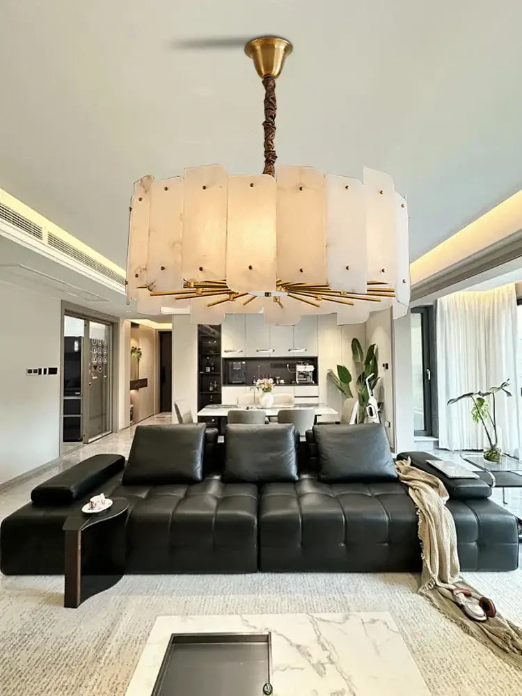 Modern brass stone pendant light for dining room