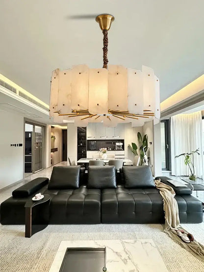 Modern brass stone pendant light for dining room