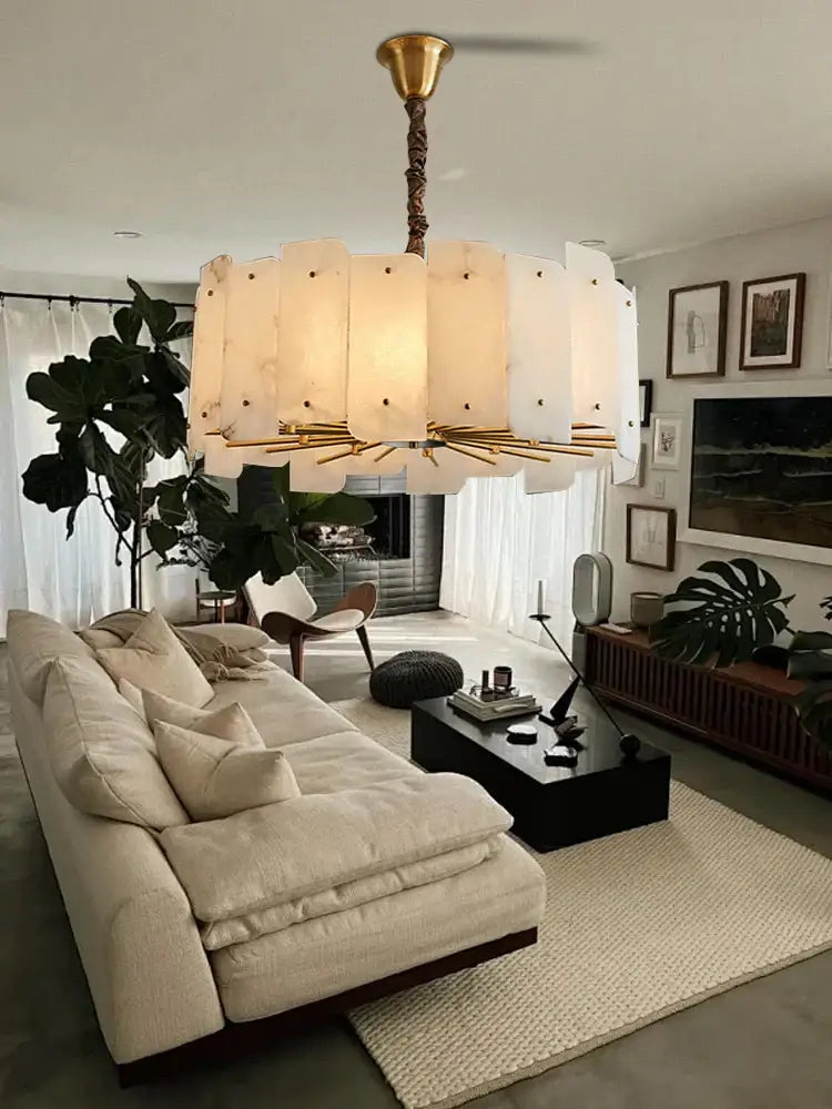 Modern brass stone pendant light for dining room