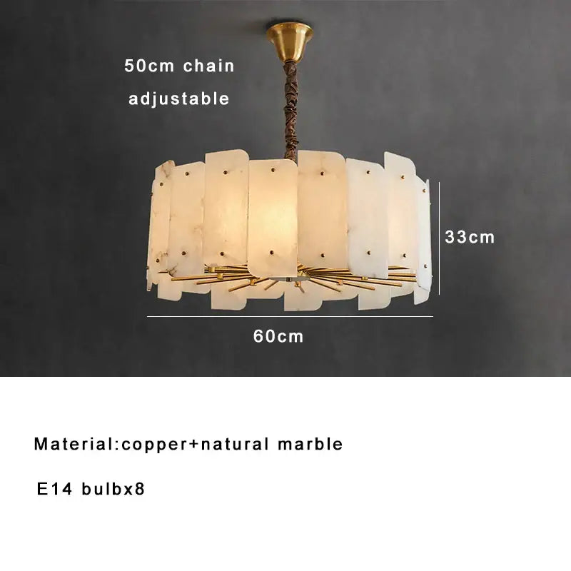 Modern brass stone pendant light for dining room