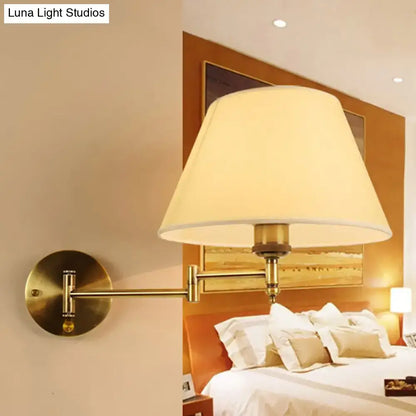 Modern brass swing arm paper wall mount lamp living room sconce