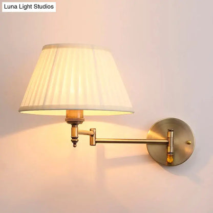 Modern brass swing arm paper wall mount lamp living room sconce
