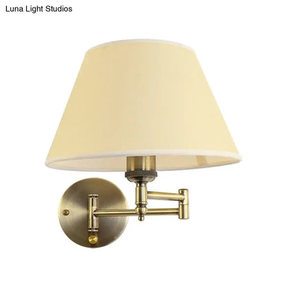 Modern brass swing arm paper wall mount lamp living room sconce