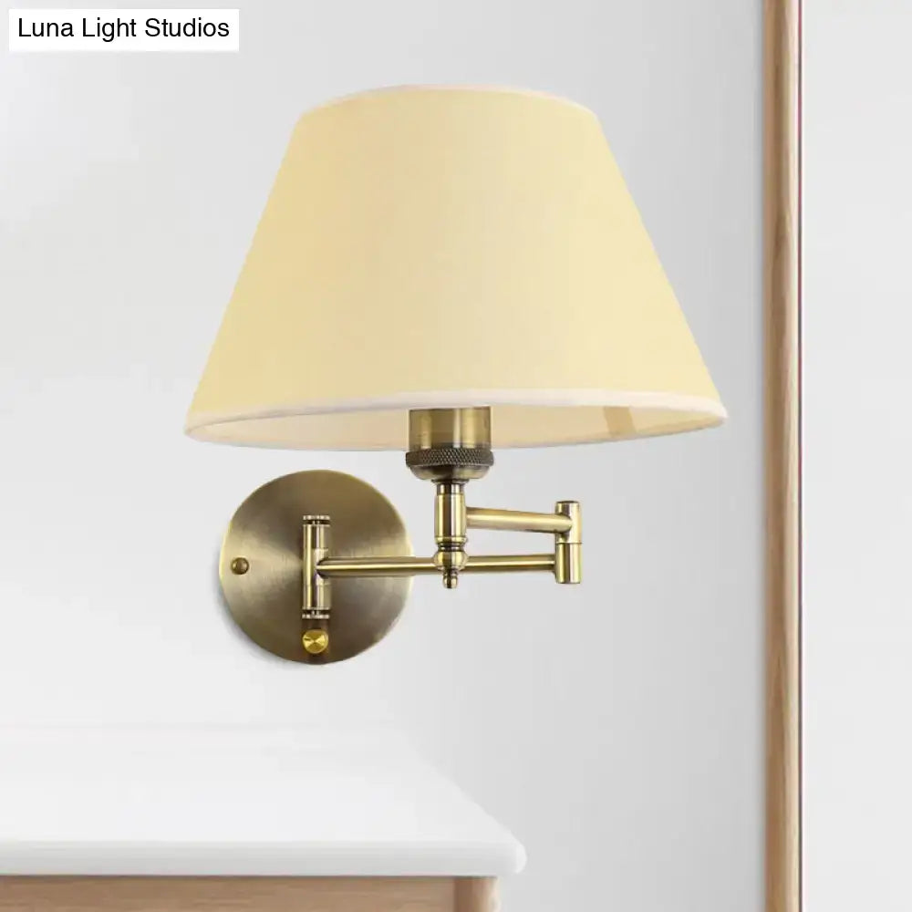 Modern brass swing arm paper wall mount lamp living room sconce
