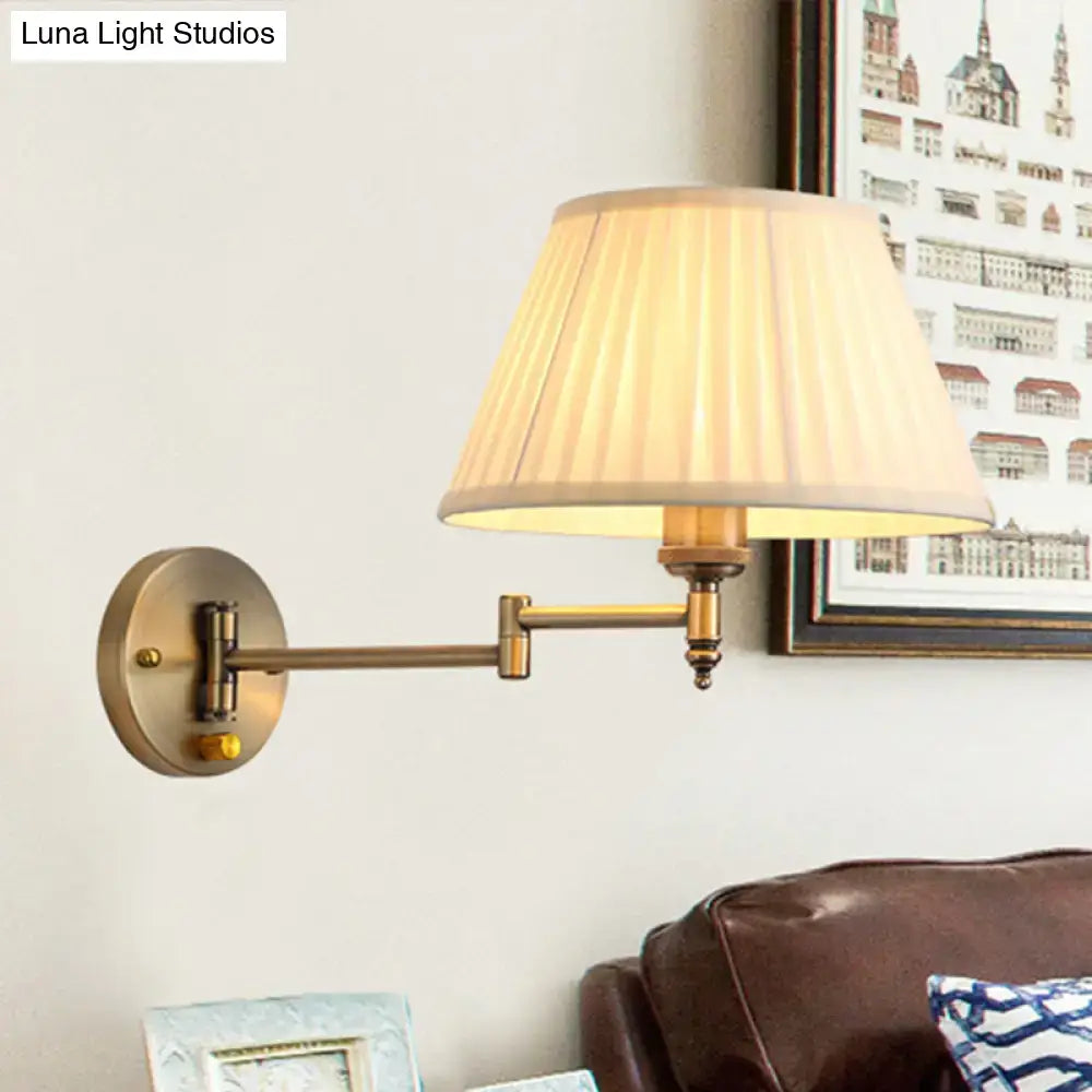 Modern brass swing arm paper wall mount lamp living room sconce