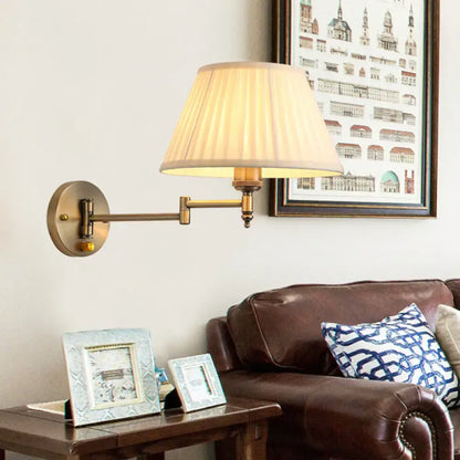 Modern brass swing arm paper wall mount lamp living room sconce