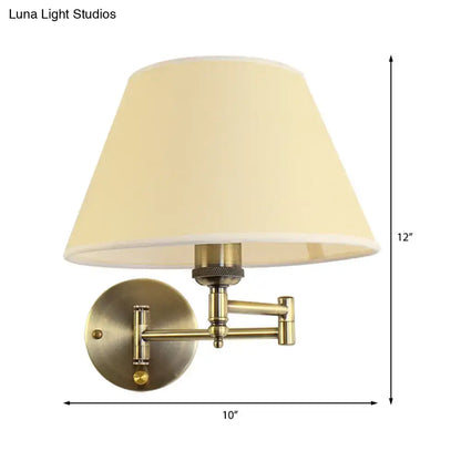 Modern brass swing arm paper wall mount lamp living room sconce
