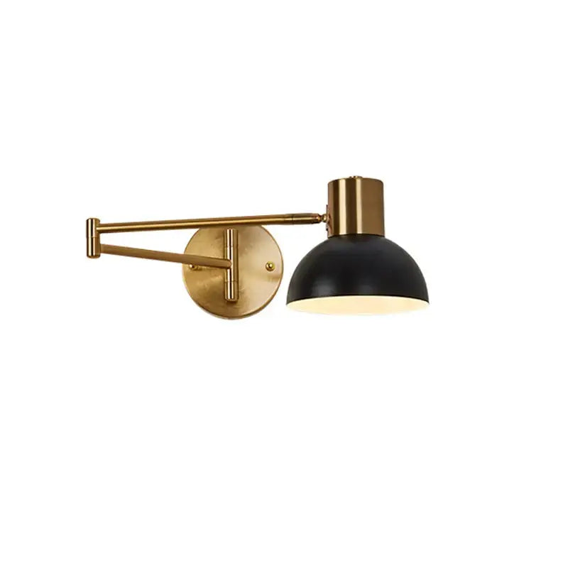 Modern brass swing arm wall lamp bedroom adjustable light