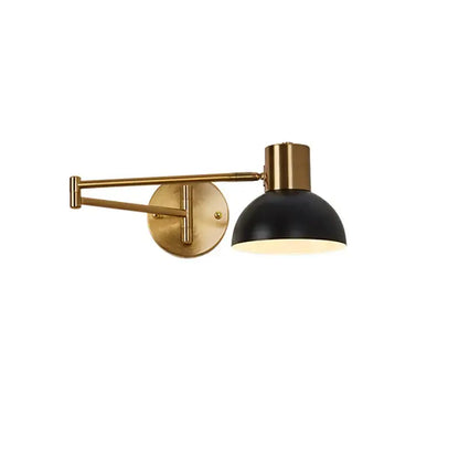 Modern brass swing arm wall lamp bedroom adjustable light