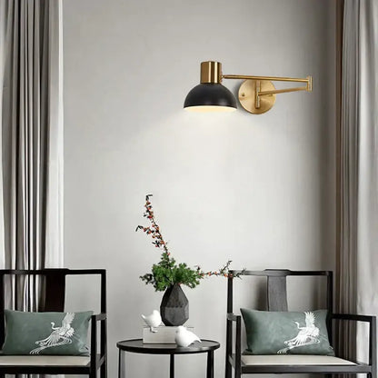 Modern brass swing arm wall lamp bedroom adjustable light