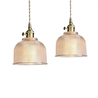Modern brass textured glass led pendant light kitchen set