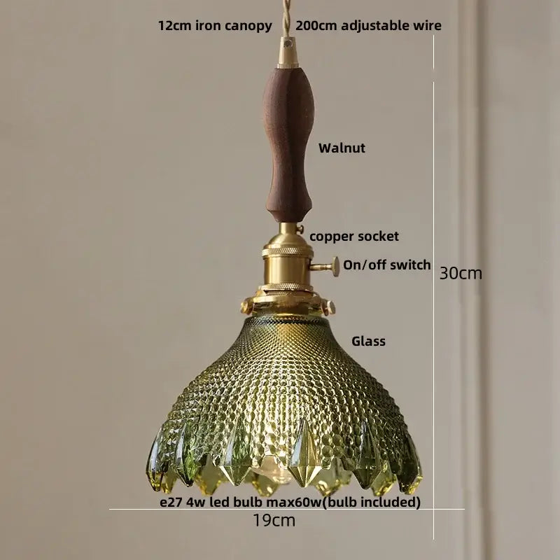 Modern brass textured glass led pendant light kitchen set