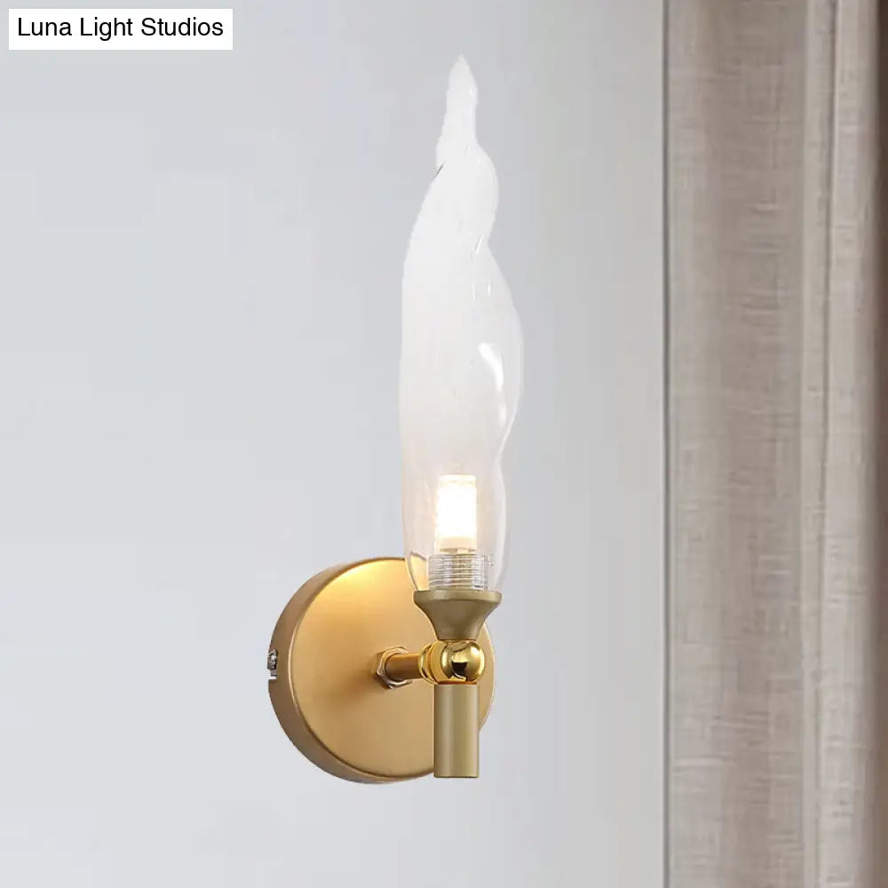 DecorBites™ Modern Brass Torch Sconce: LED Wall Mount Lamp with Clear Glass - Bedside Lighting