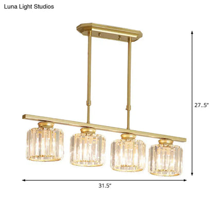 Modern brass triple crystal ceiling pendant light for dining room