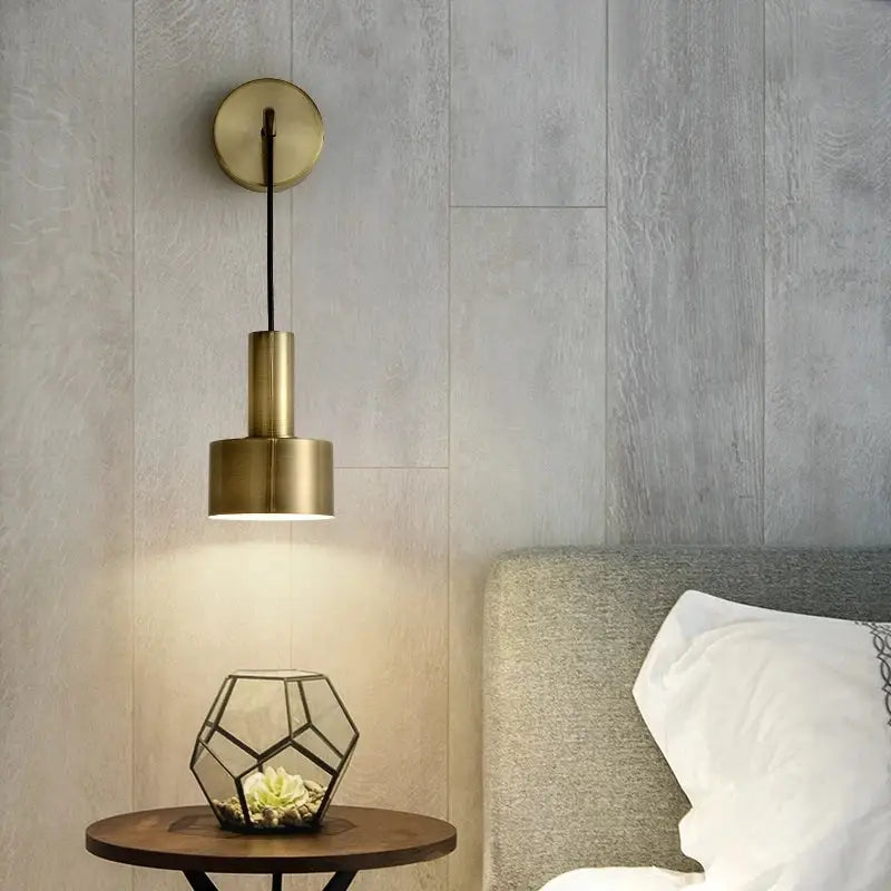 Modern brass wall lamp living room minimalist cylindrical sconce
