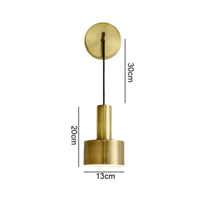 Modern brass wall lamp living room minimalist cylindrical sconce