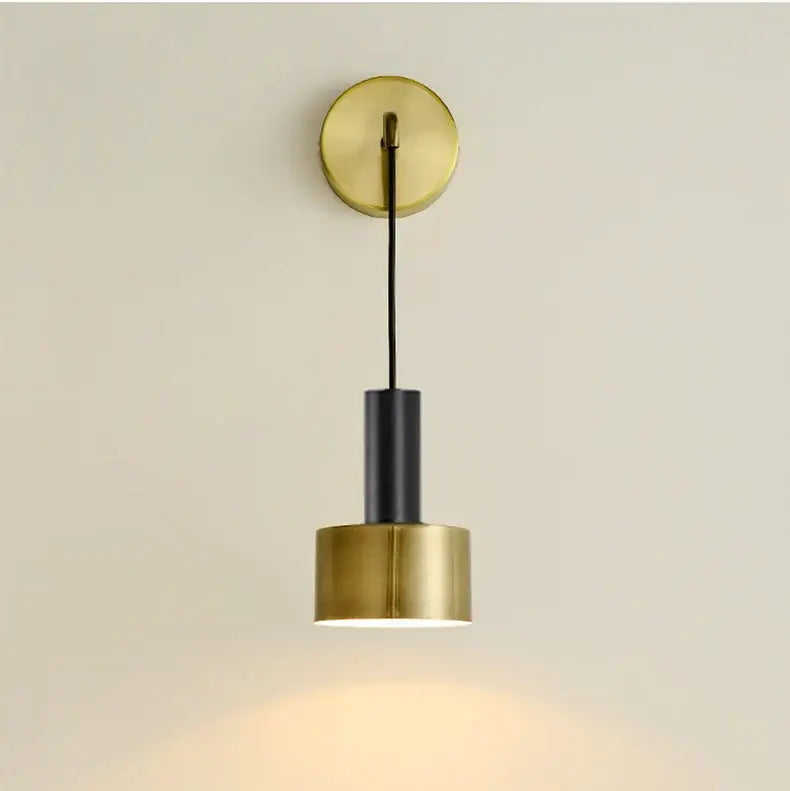 Modern brass wall lamp living room minimalist cylindrical sconce