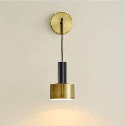 Modern brass wall lamp living room minimalist cylindrical sconce