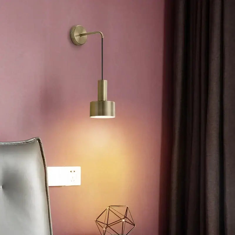 Modern brass wall lamp living room minimalist cylindrical sconce