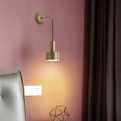 Modern brass wall lamp living room minimalist cylindrical sconce