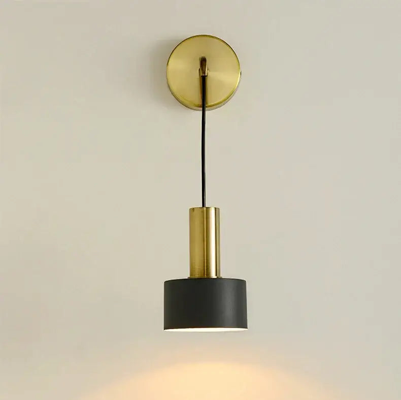 Modern brass wall lamp living room minimalist cylindrical sconce