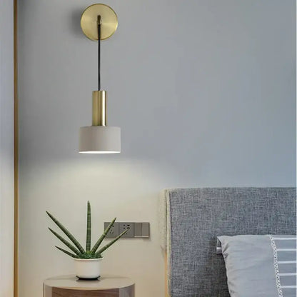 Modern brass wall lamp living room minimalist cylindrical sconce