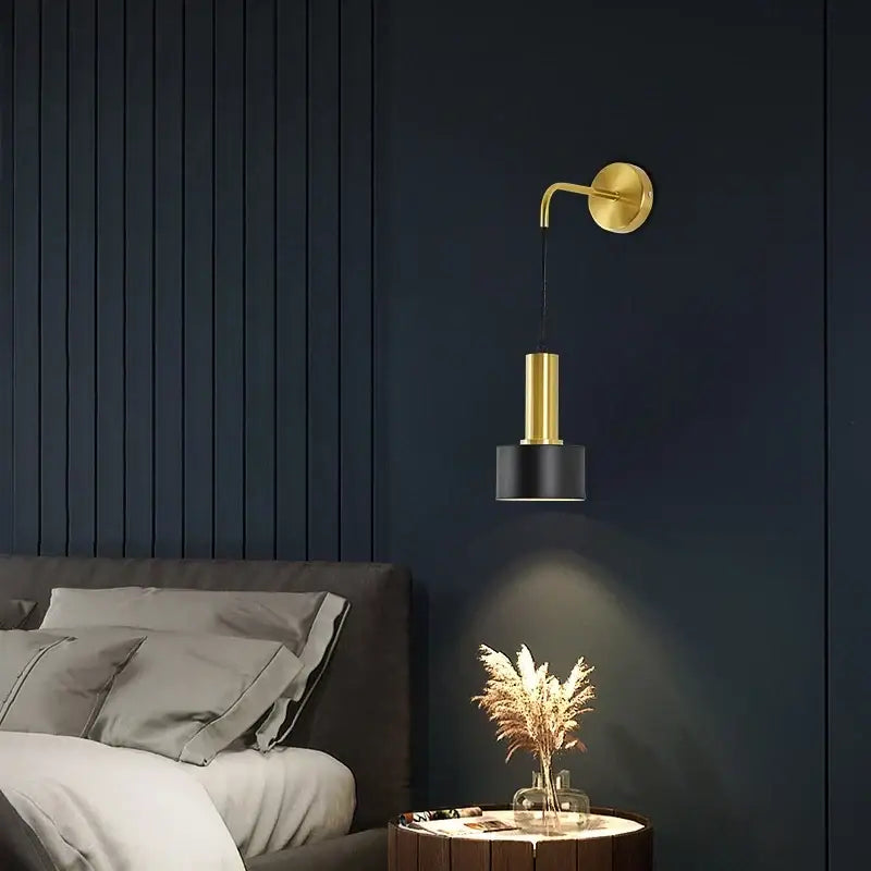 Modern brass wall lamp living room minimalist cylindrical sconce