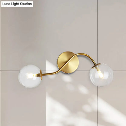 DecorBites™ Modern Brass Wall Lamp Sconce with Clear/Tan Glass - Ball Stairway 2-Light LED