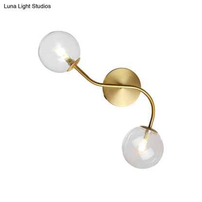 DecorBites™ Modern Brass Wall Lamp Sconce with Clear/Tan Glass - Ball Stairway 2-Light LED