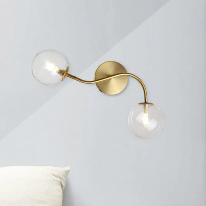 DecorBites™ Modern Brass Wall Lamp Sconce with Clear/Tan Glass - Ball Stairway 2-Light LED
