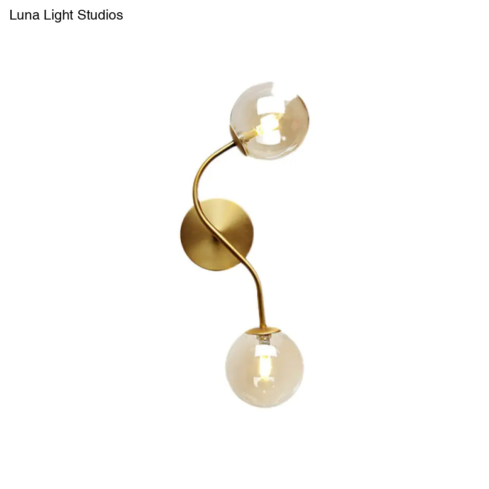 DecorBites™ Modern Brass Wall Lamp Sconce with Clear/Tan Glass - Ball Stairway 2-Light LED