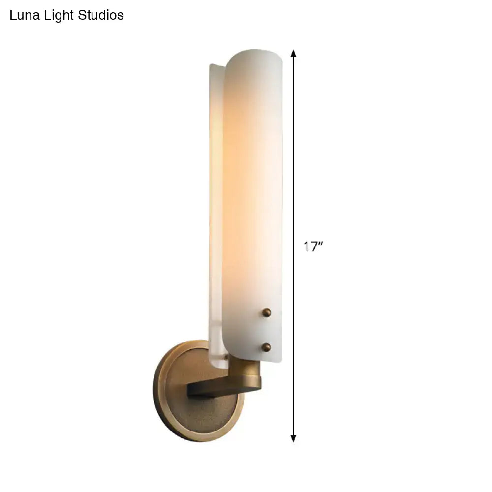 Modern brass wall lamp with opal glass shade bedroom sconce