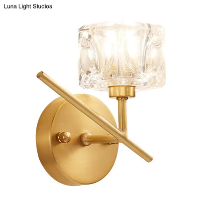 DecorBites™ Modern Brass Wall Light with Clear Crystal Shade - Perfect for Bedroom Lighting