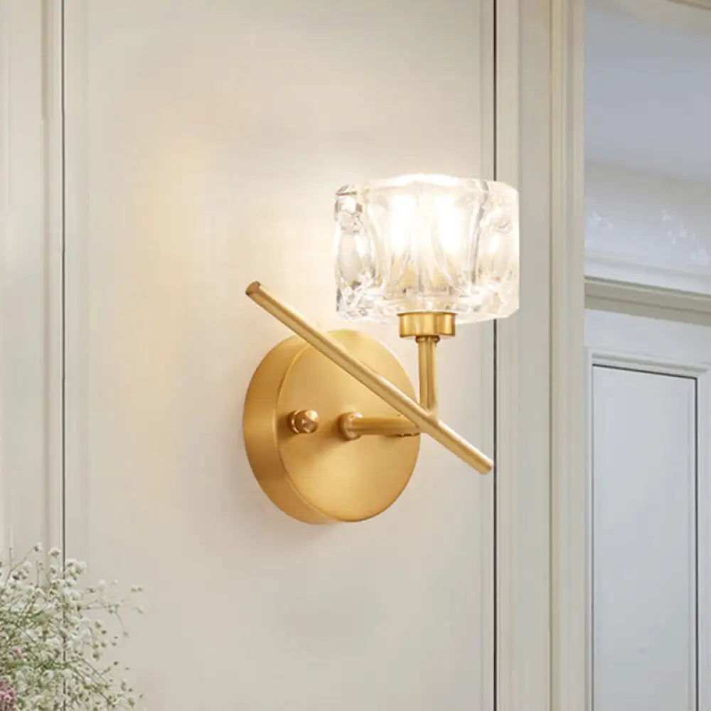 DecorBites™ Modern Brass Wall Light with Clear Crystal Shade - Perfect for Bedroom Lighting