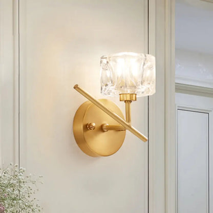 DecorBites™ Modern Brass Wall Light with Clear Crystal Shade - Perfect for Bedroom Lighting