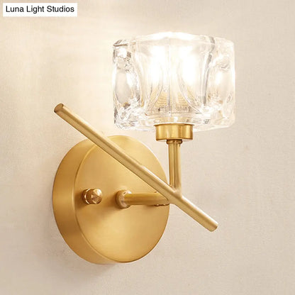 DecorBites™ Modern Brass Wall Light with Clear Crystal Shade - Perfect for Bedroom Lighting