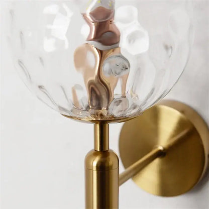 Modern brass wall lights with white & clear glass ball for living room