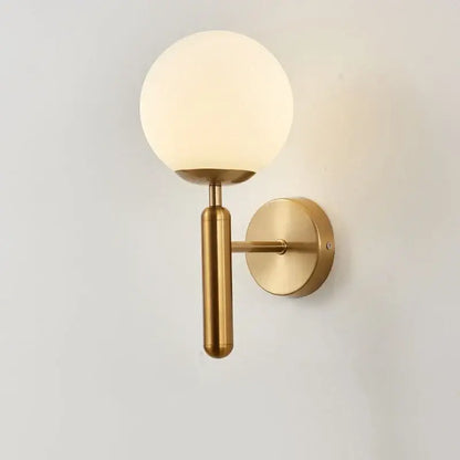 Modern brass wall lights with white & clear glass ball for living room