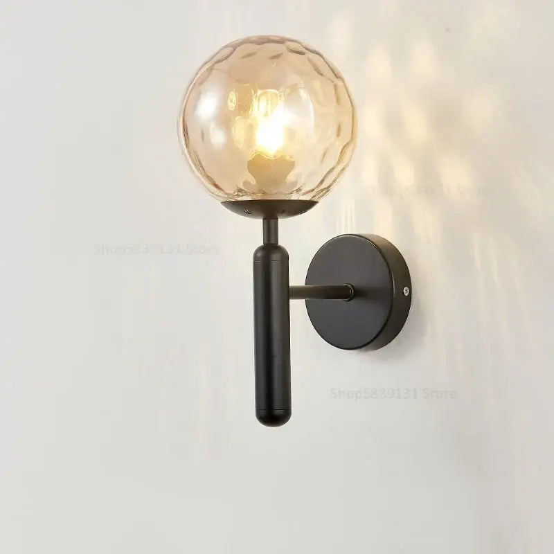 Modern brass wall lights with white & clear glass ball for living room