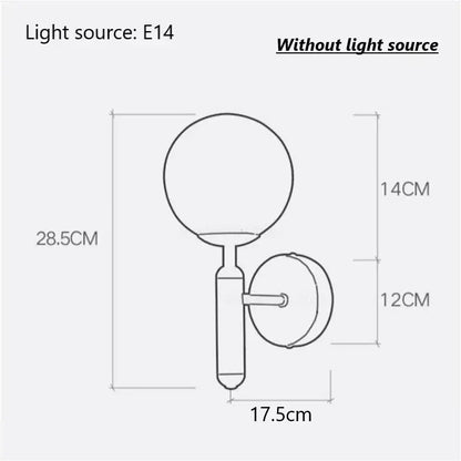 Modern brass wall lights with white & clear glass ball for living room