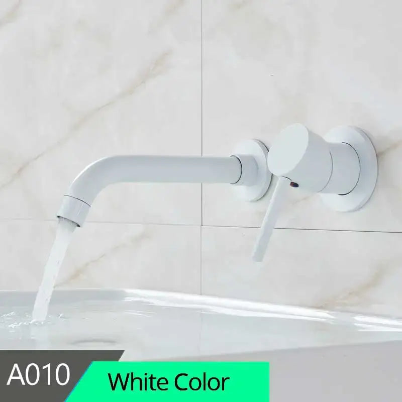 Modern brass wall mount basin faucet bathroom curved spout mixer tap