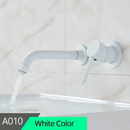 Modern brass wall mount basin faucet bathroom curved spout mixer tap