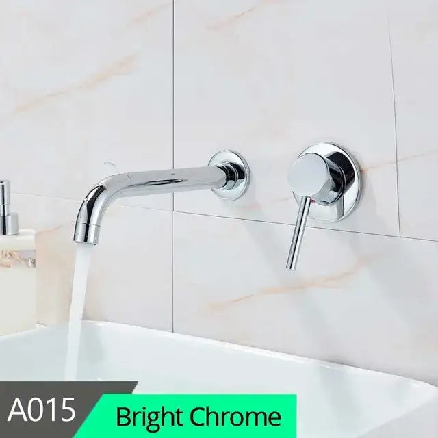 Modern brass wall mount basin faucet bathroom curved spout mixer tap