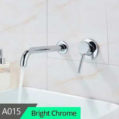 Modern brass wall mount basin faucet bathroom curved spout mixer tap