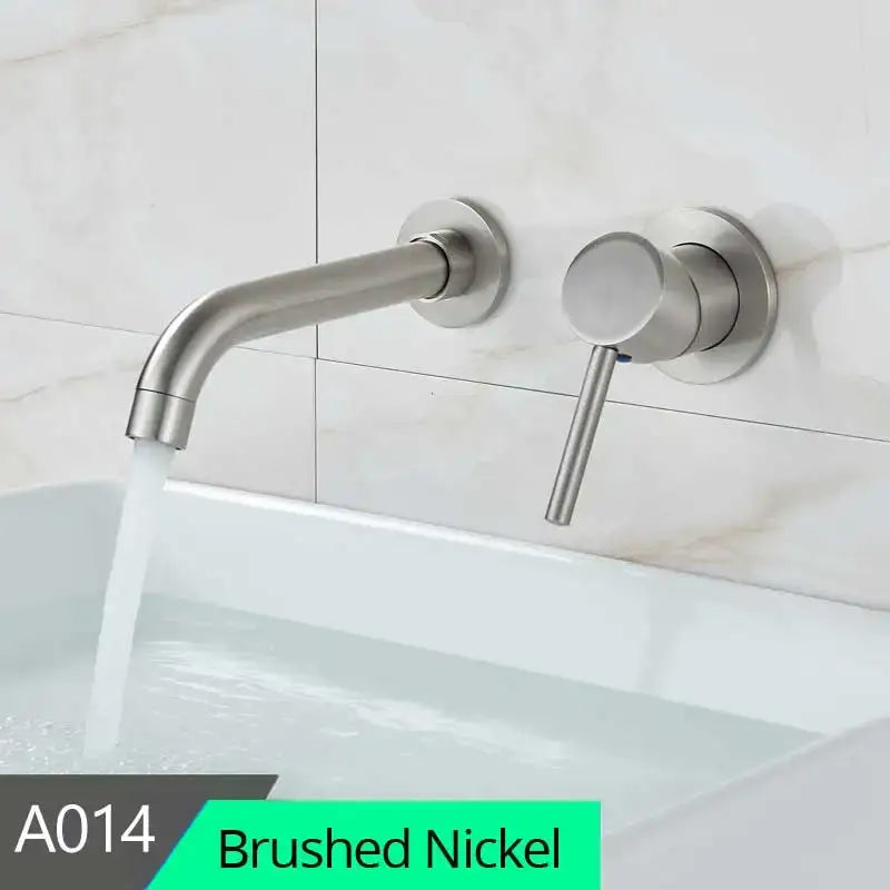 Modern brass wall mount basin faucet bathroom curved spout mixer tap