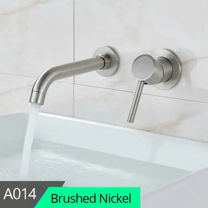 Modern brass wall mount basin faucet bathroom curved spout mixer tap